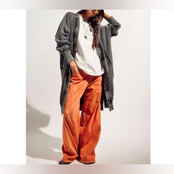 Free People Waterfalls Baggy Wide Leg Jeans We The Free Oklahoma Sun - Picture 2 of 14